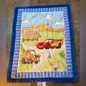 Vintage Rare Disney Pixar Lighting McQueen Cars & Mater Baby Crib Quilt Blanket
